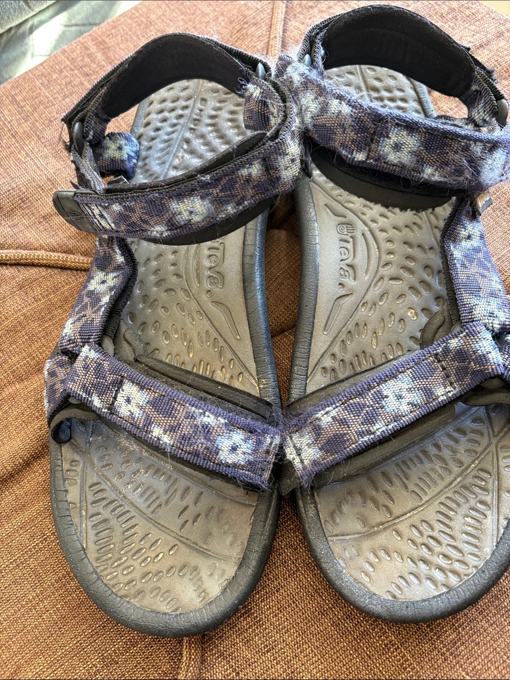 Teva Women's Navy Floral Print Adjustable Strap Sandals